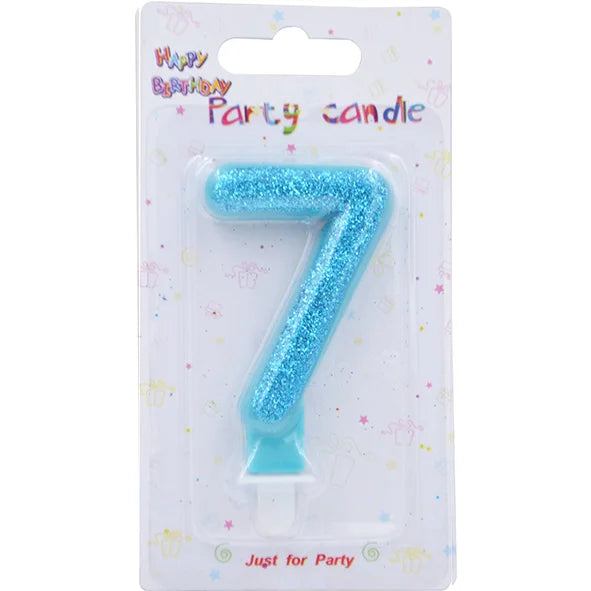 Blue Glitter Number Birthday Candles (Assorted)
