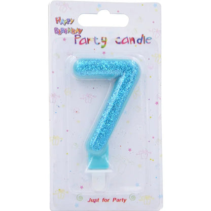Blue Glitter Number Birthday Candles (Assorted)