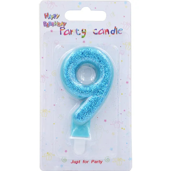 Blue Glitter Number Birthday Candles (Assorted)