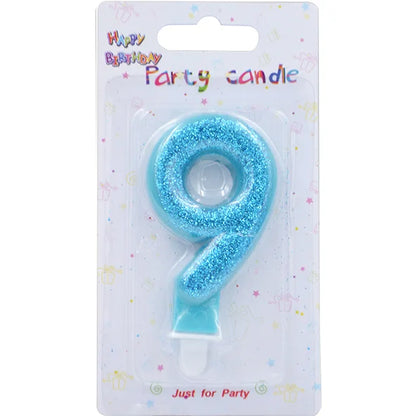 Blue Glitter Number Birthday Candles (Assorted)