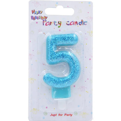 Blue Glitter Number Birthday Candles (Assorted)