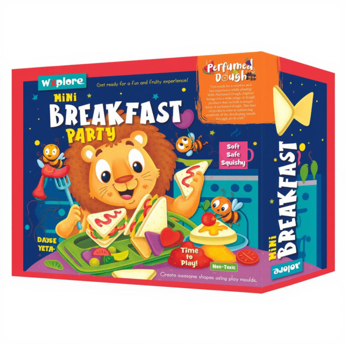 Explore Mini Breakfast Party perfumed dough playset with breakfast-themed accessories for kids age 3+accessories