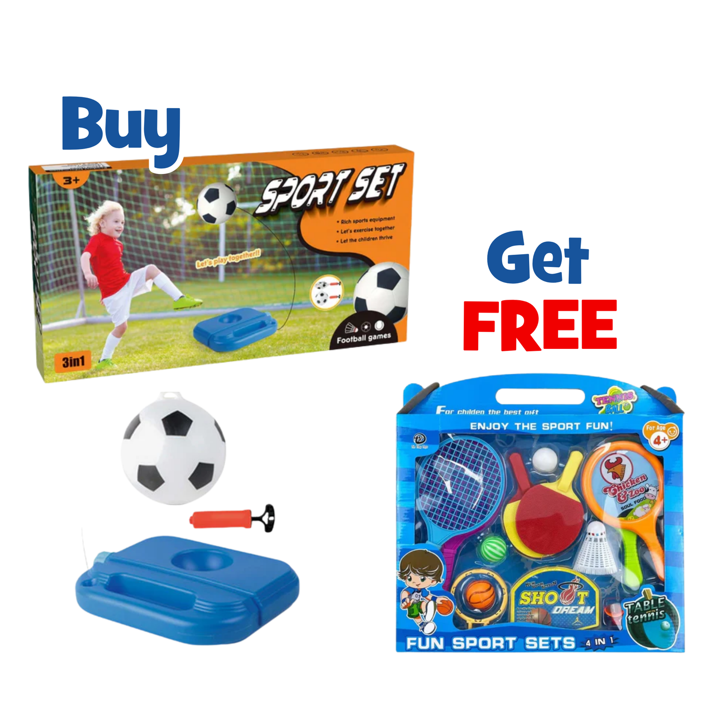 Kids Sports Bundle – Tennis, Football & 4-in-1 Sport Set
