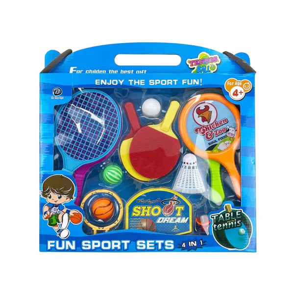 Kids Sports Bundle – Tennis, Football & 4-in-1 Sport Set