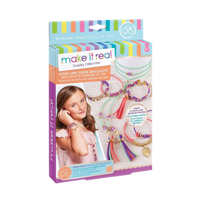 Make It Real Gold-Link Suede Bracelet Kit