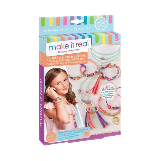Make It Real Gold-Link Suede Bracelet Kit