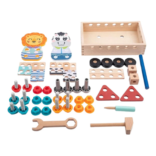 Wooden Construction Toolbox Set