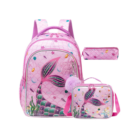 BackPack Pink Mermaid Set of 3