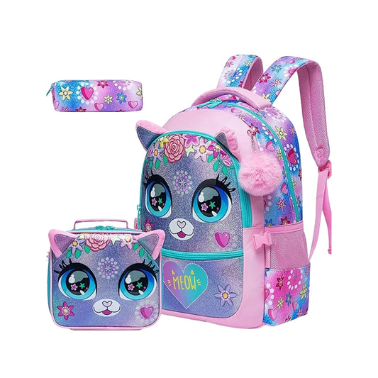 Backpack Cat Blue Set of 3 PCS