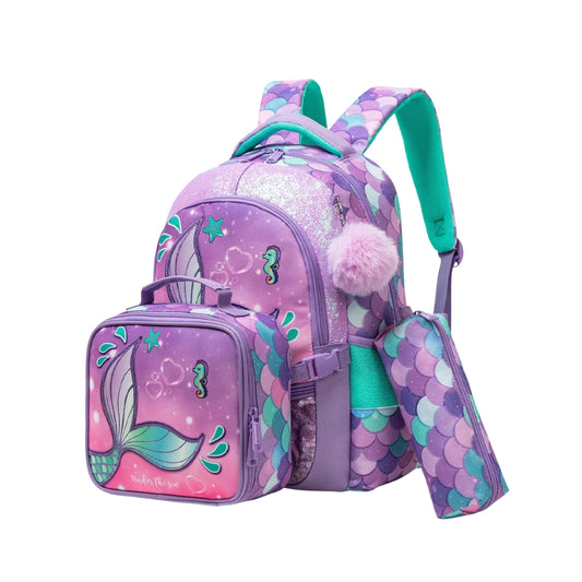 Backpack Purple Mermaid Set of 3 PCS