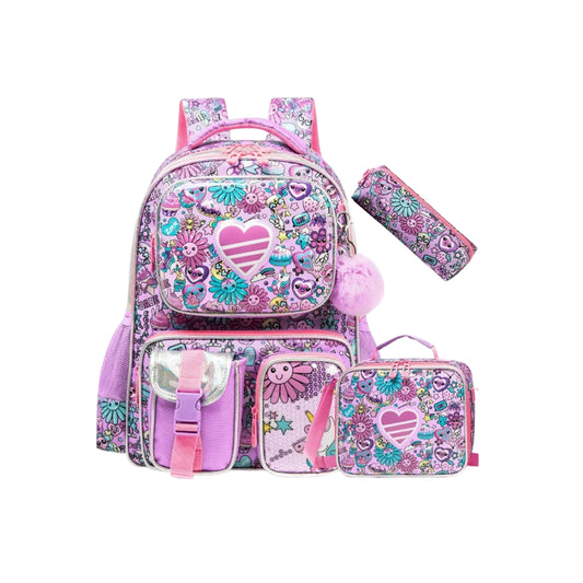 Backpack Heart-Star with Flower Set of 3 PCS