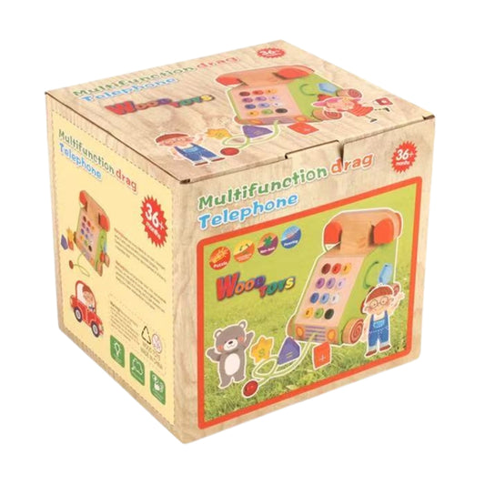 Multifunction Wooden Drag Telephone Toy