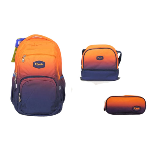 School Bag 18 Inches Orange Blue Set of 3