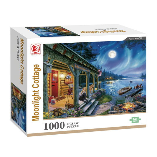 Moonlit Log Cabin Jigsaw Puzzle