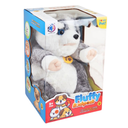 Fluffy Husky Puppy Backpack with Music & Interactive Features