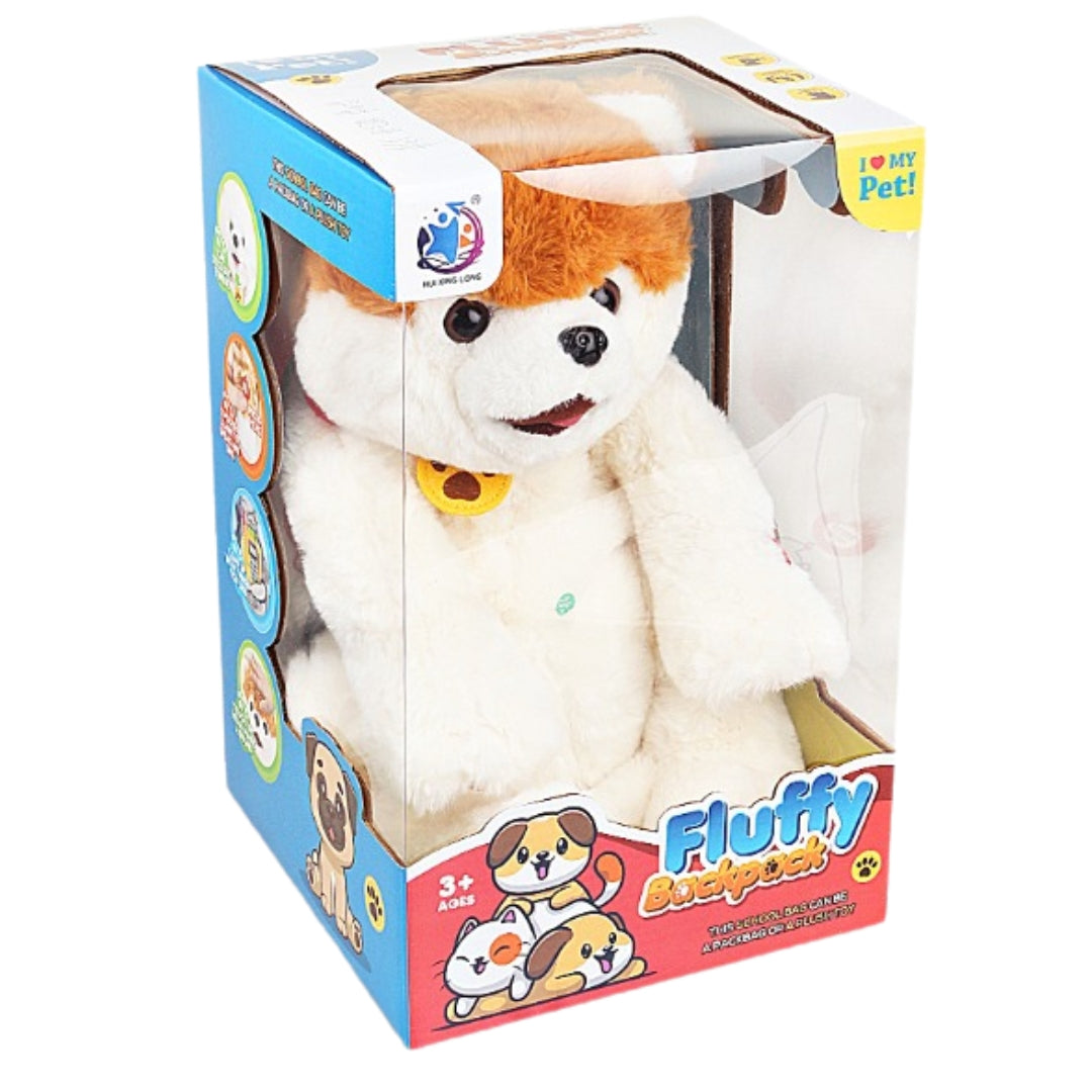 Fluffy Puppy Backpack with Music & Interactive Features Brown