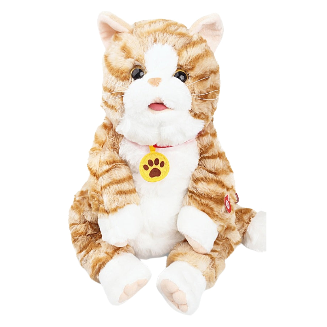 Smart Plush Licking Tongue Yellow Cat Backpack