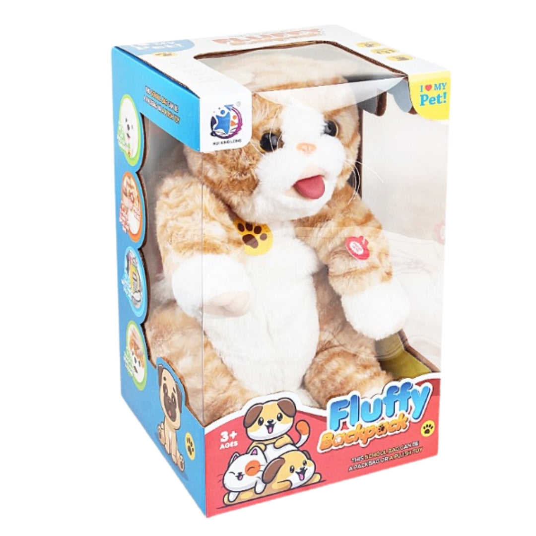 Smart Plush Licking Tongue Yellow Cat Backpack