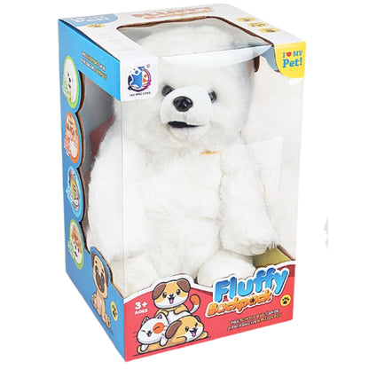 Smart Plush White Dog Backpack