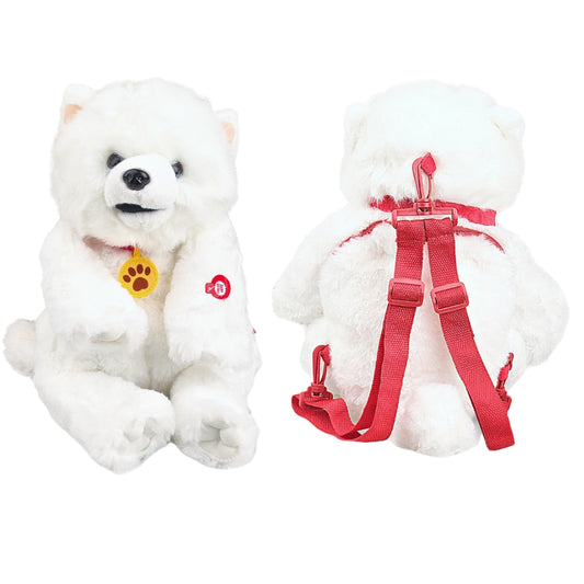 Smart Plush White Dog Backpack