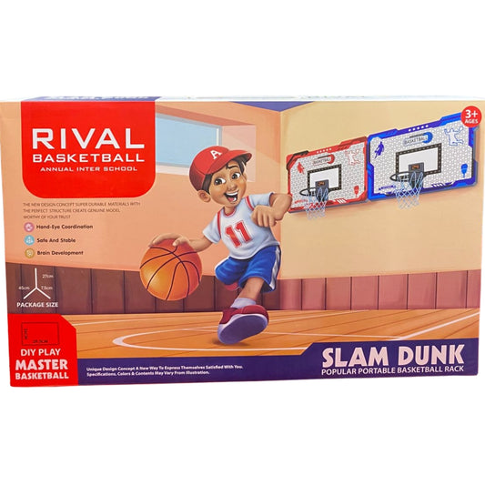 Double-Board Red & Blue Foldable Basketball Rack