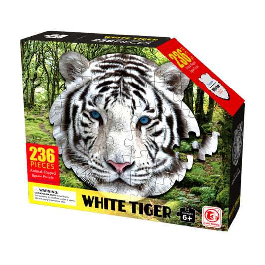 White Tiger Animal Shaped Jigsaw Puzzle