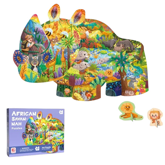 African Savannah Puzzle with 3D Animal Cards