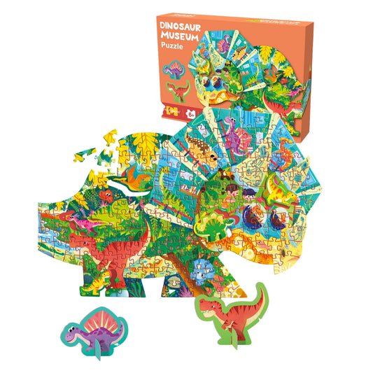Dinosaur Shaped 200 Piece Puzzle with 3D Cards