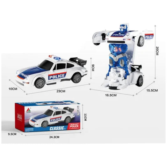 2-in-1 Police Car Transforming Robot Toy