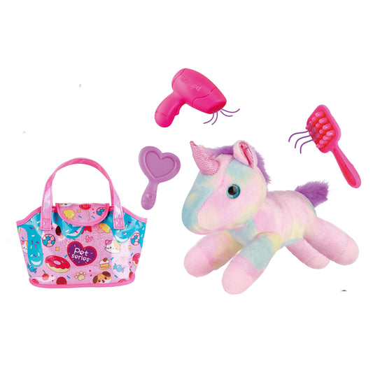 Unicorn Plush Pet Set with Carrying Bag