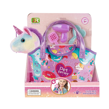 Unicorn Plush Pet Set with Carrying Bag