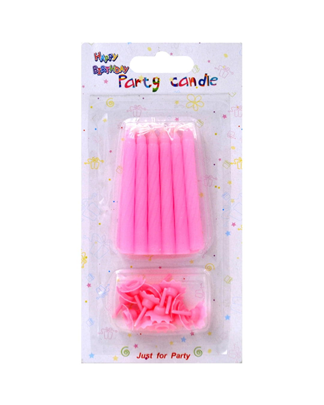 Pink Birthday Candles with Holders