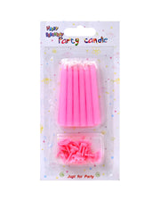 Pink Birthday Candles with Holders