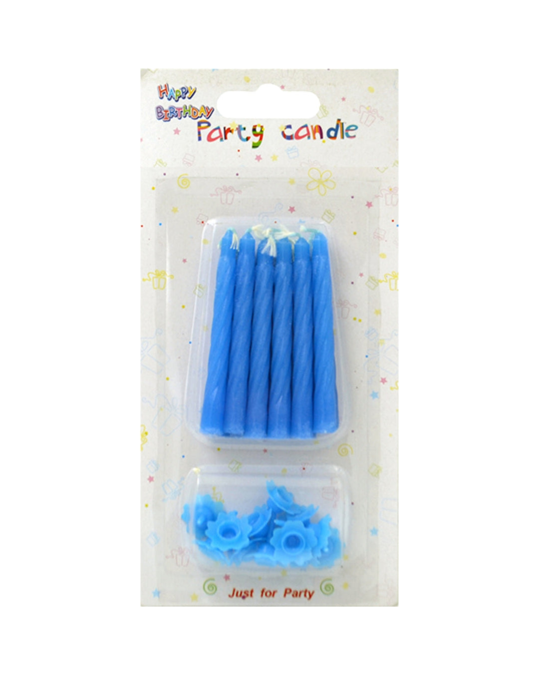 Blue Birthday Candles with Holders
