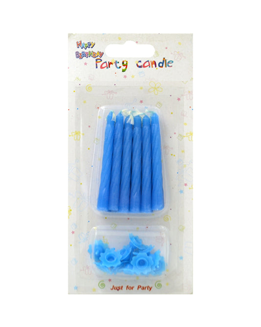 Blue Birthday Candles with Holders