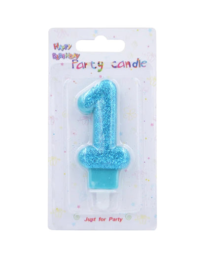 Blue Glitter Number Birthday Candles (Assorted)