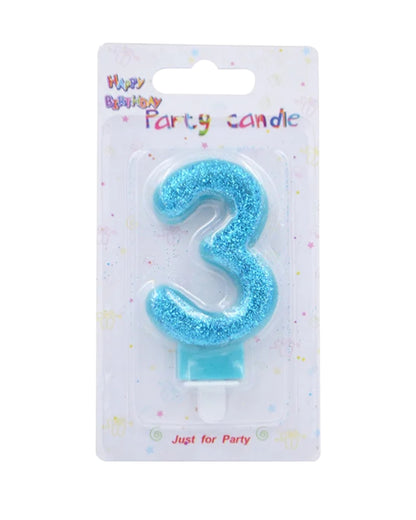 Blue Glitter Number Birthday Candles (Assorted)