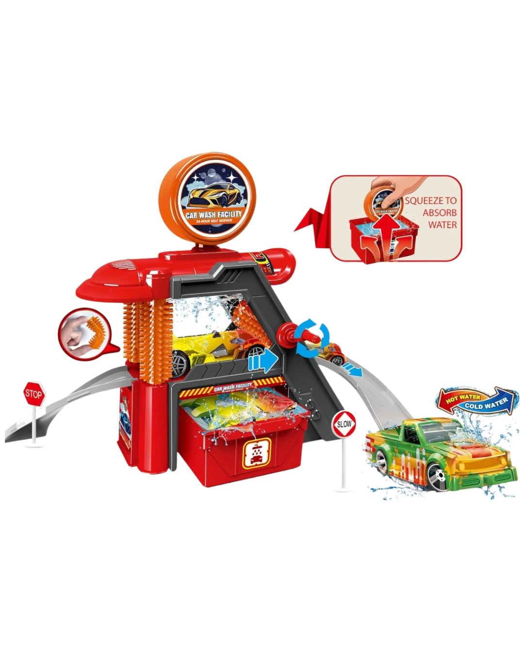 Car Wash Toy Set with Color-Changing Car