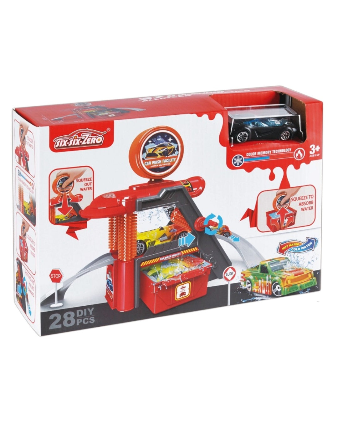 Car Wash Toy Set with Color-Changing Car