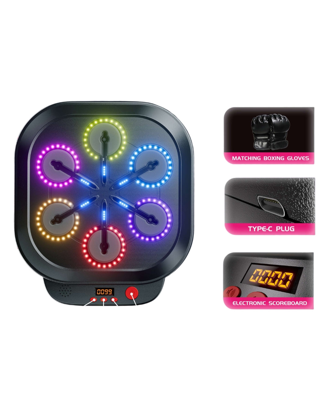 Electronic Boxing Machine with Bluetooth & LED Lights