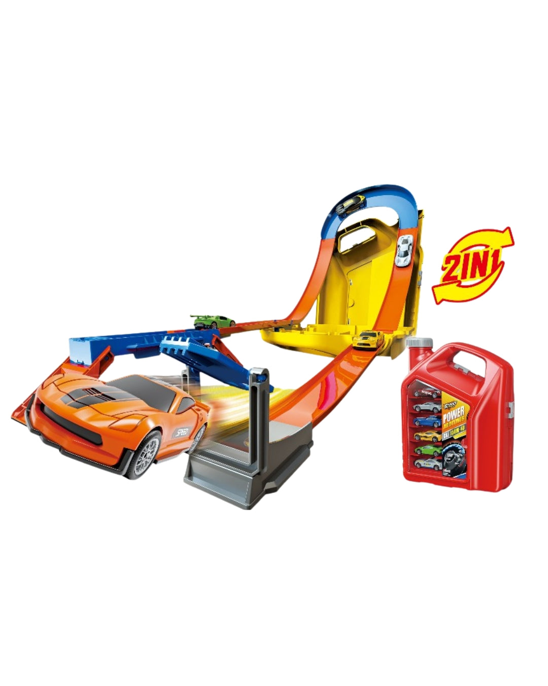 2-in-1 Race Track & Die-Cast Car Set