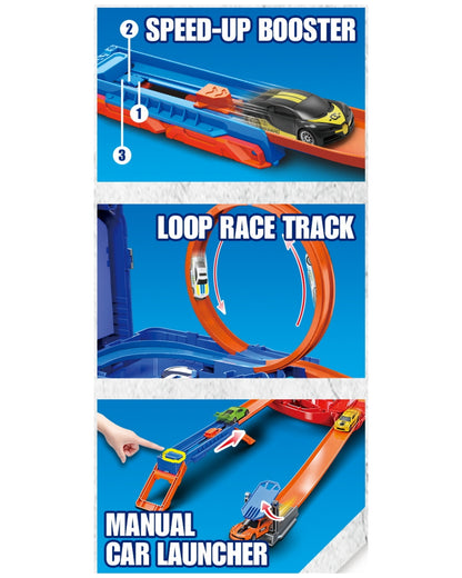 2-in-1 Die-Cast Car & Racing Track Playset