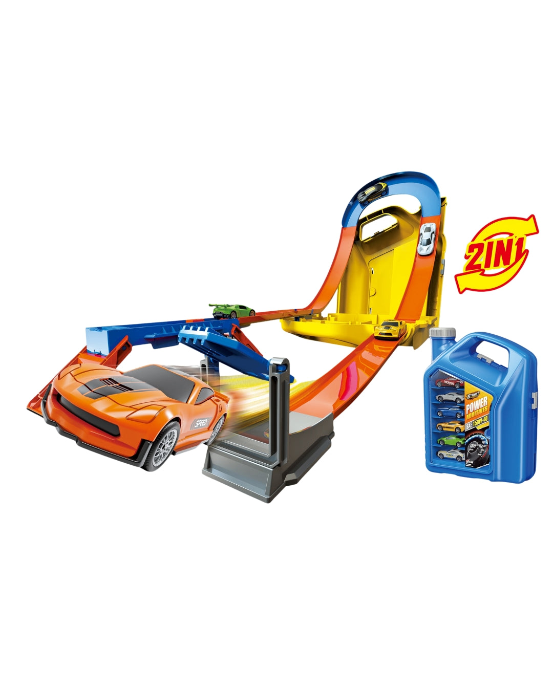 2-in-1 Die-Cast Car & Racing Track Playset