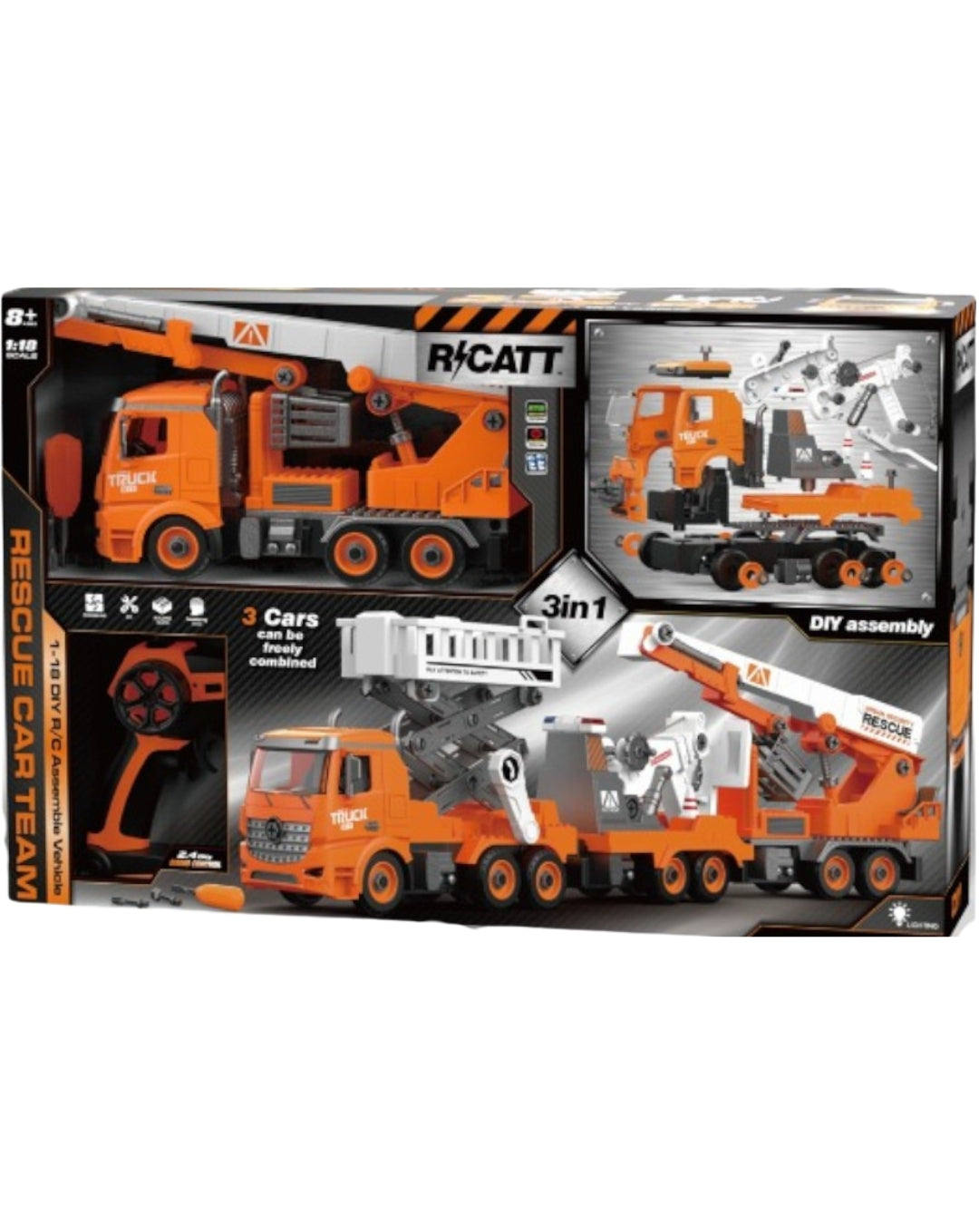 3-in-1 DIY Assembly RC Rescue Car Set