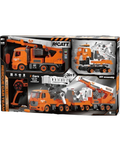 3-in-1 DIY Assembly RC Rescue Car Set