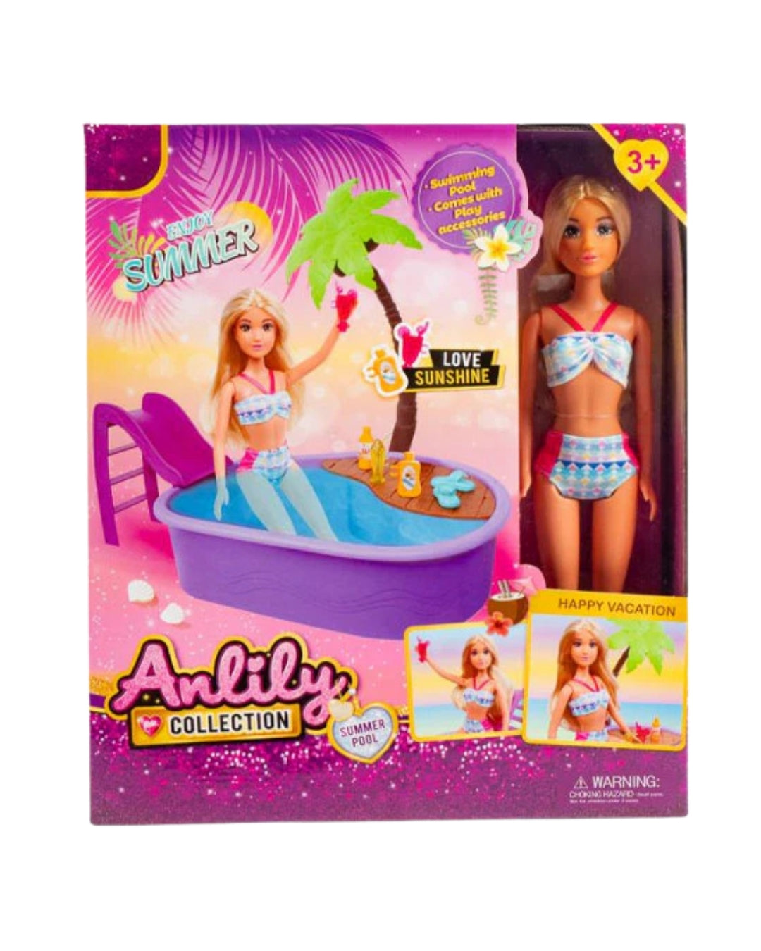 Anlily Happy Vacation Summer Pool Doll Set