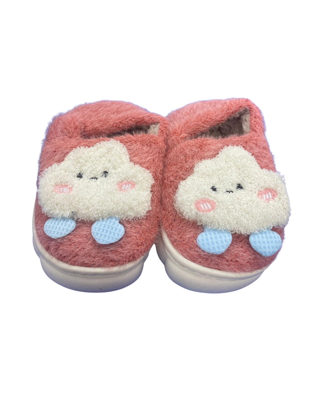 Pink Plush Cartoon Cloud Slippers
