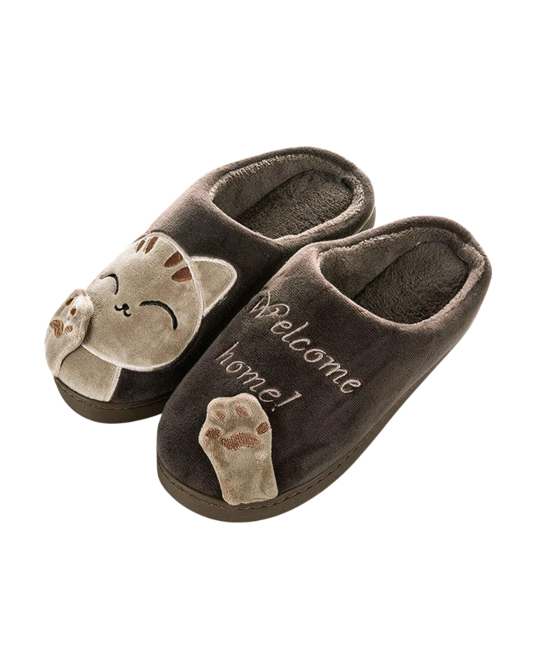 Cute Cat-Themed Plush Slippers