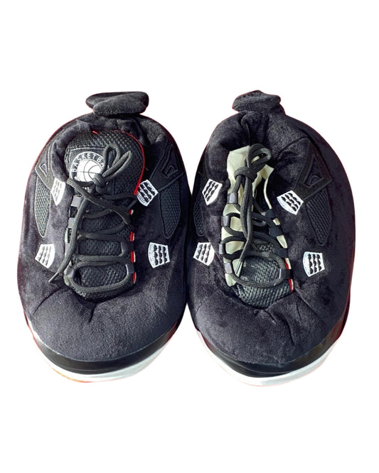 Black Plush Slippers