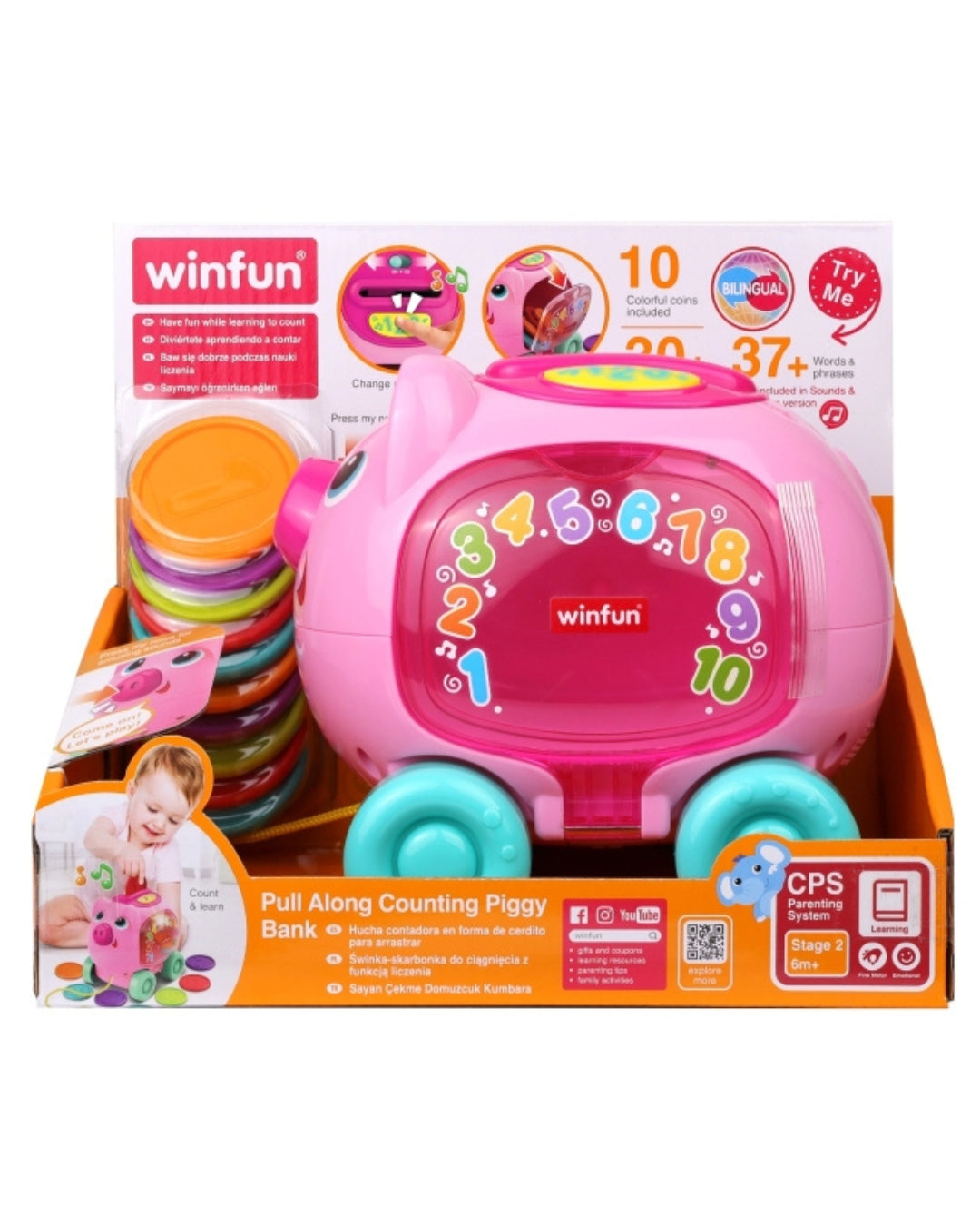 Pull Along Counting Piggy Bank